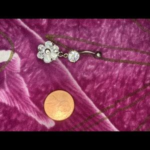 Flower charm belly button ring